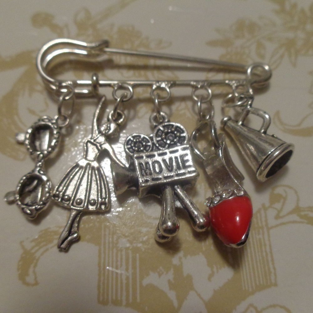 Handmade Movie Enamel Safety Pin Charm Brooch - Picture 2 of 5